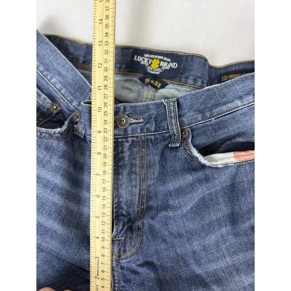Lucky Brand 221 Original‎ Straight Jeans Men's 36x32 Dark Wash Stretch Denim